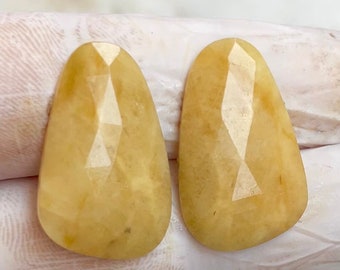 Natural Yellow Sapphire Fancy Shape Rose Cut Lot Gemstone 2Pcs Lot For Making Jewelry 28.50 Ct