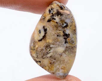 Natural Plume Agate Druzy Fancy Shape Cabochon Loose Gemstone For Making Jewelry 10.5 Ct. 25X15X3 mm R-4693