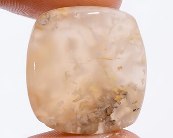 Natural Plume Agate Cushion Shape Cabochon Loose Gemstone For Making Jewelry 24.5 Ct. 21X20X5 mm R-4700