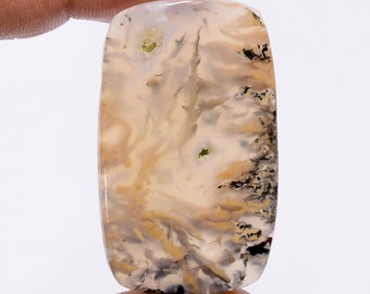 Natural Plume Agate Druzy Radiant Shape Cabochon Loose Gemstone For Making Jewelry 50.5 Ct 44X26X4 mm R4677