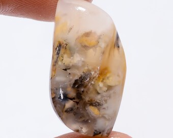 Natural Plume Agate Druzy Fancy Shape Cabochon Loose Gemstone For Making Jewelry 17 Ct. 26X13X5 mm R-4686