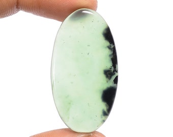 Natural Nephrite Jade Oval Shape Cabochon Loose Gemstone For Making Jewelry 27 Ct. 38X21X4 mm N-2258