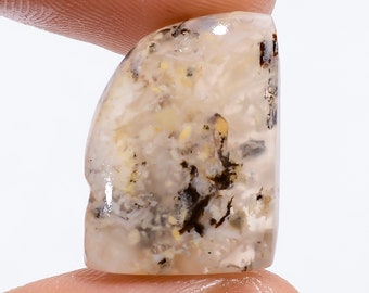 Natural Plume Agate Fancy Shape Cabochon Loose Gemstone For Making Jewelry 10.5 Ct. 18X13X4 mm R-4695