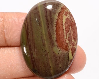 Natural Cherry Creek Jasper Oval Shape Cabochon Loose Gemstone For Making Jewelry 43.5 Ct 35X25X5 mm R-3993