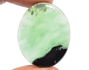 Natural Nephrite Jade Oval Shape Cabochon Loose Gemstone For Making Jewelry 34.5 Ct. 33X26X5 mm N-2252