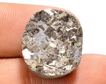 Natural Pyrite Druzy Oval Shape Cabochon Loose Gemstone For Making Jewelry 31 Ct. 18X15X7 mm N-3086
