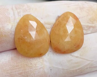 Natural Yellow Sapphire Fancy Shape Rose Cut Lot Gemstone 2Pcs Lot For Making Jewelry 18.80 Ct