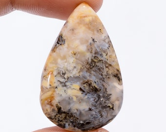 Natural Plume Agate Pear Shape Cabochon Loose Gemstone For Making Jewelry 31 Ct. 34X22X5 mm R-4698