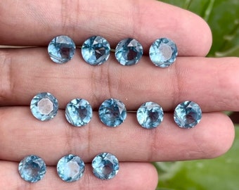 Natural Blue Topaz  Round Shape Faceted Cut Lot Gemstone Pcs Lot For Making Jewelry 35.00 Ct 8x8 MM size best high Quality