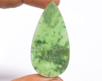 Natural Nephrite Jade Pear Shape Cabochon Loose Gemstone For Making Jewelry 40.5 Ct. 48X25X4 mm N-2243
