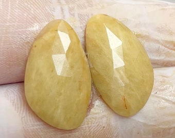 Natural Yellow Sapphire Fancy Shape Rose Cut Lot Gemstone 2Pcs Lot For Making Jewelry 23.50 Ct