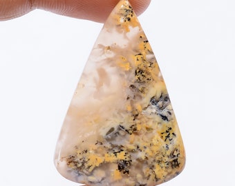 Natural Plume Agate Druzy Pear Shape Cabochon Loose Gemstone For Making Jewelry 28.5 Ct. 38X26X4 mm R-4681