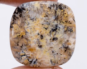 Natural Plume Agate Cushion Shape Cabochon Loose Gemstone For Making Jewelry 31.5 Ct. 27X27X4 mm R-4696