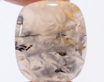 Natural Plume Agate Radiant Shape Cabochon Loose Gemstone For Making Jewelry 33.5 Ct. 27X23X5 mm R-4691