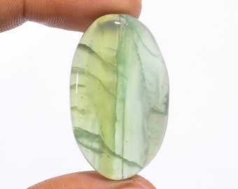 Natural Nephrite Jade Oval Shape Cabochon Loose Gemstone For Making Jewelry 30.5 Ct. 34X20X5 mm N-2255