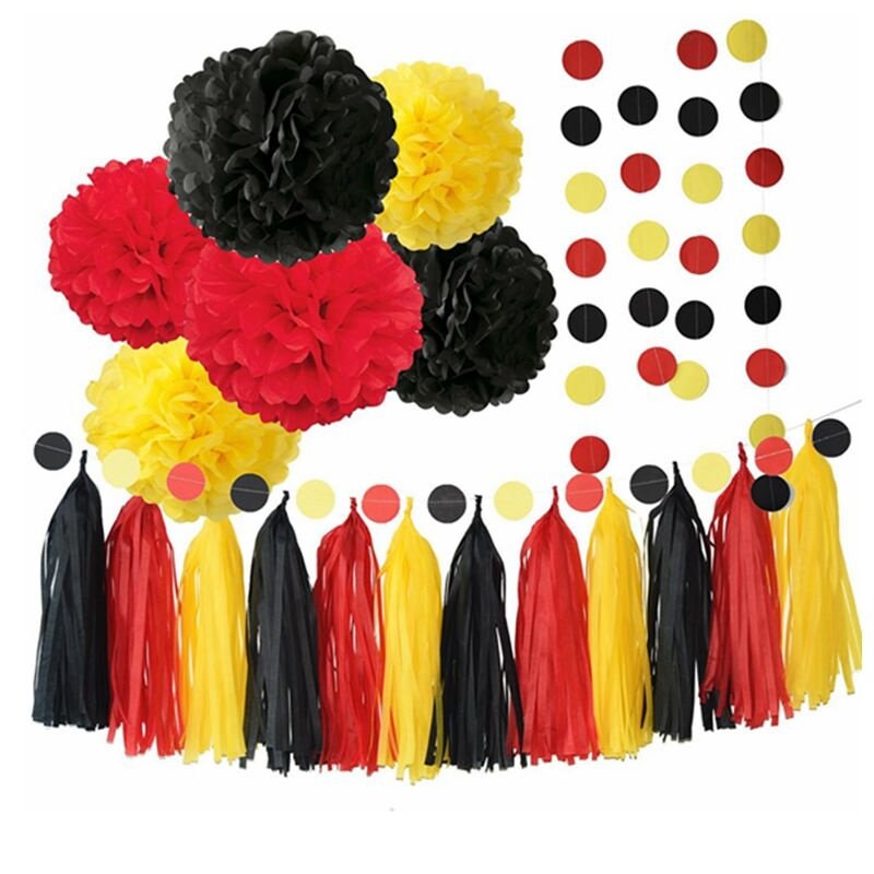 Party Supplies Yellow Black Red Birthday Decorations/ Tissue Etsy