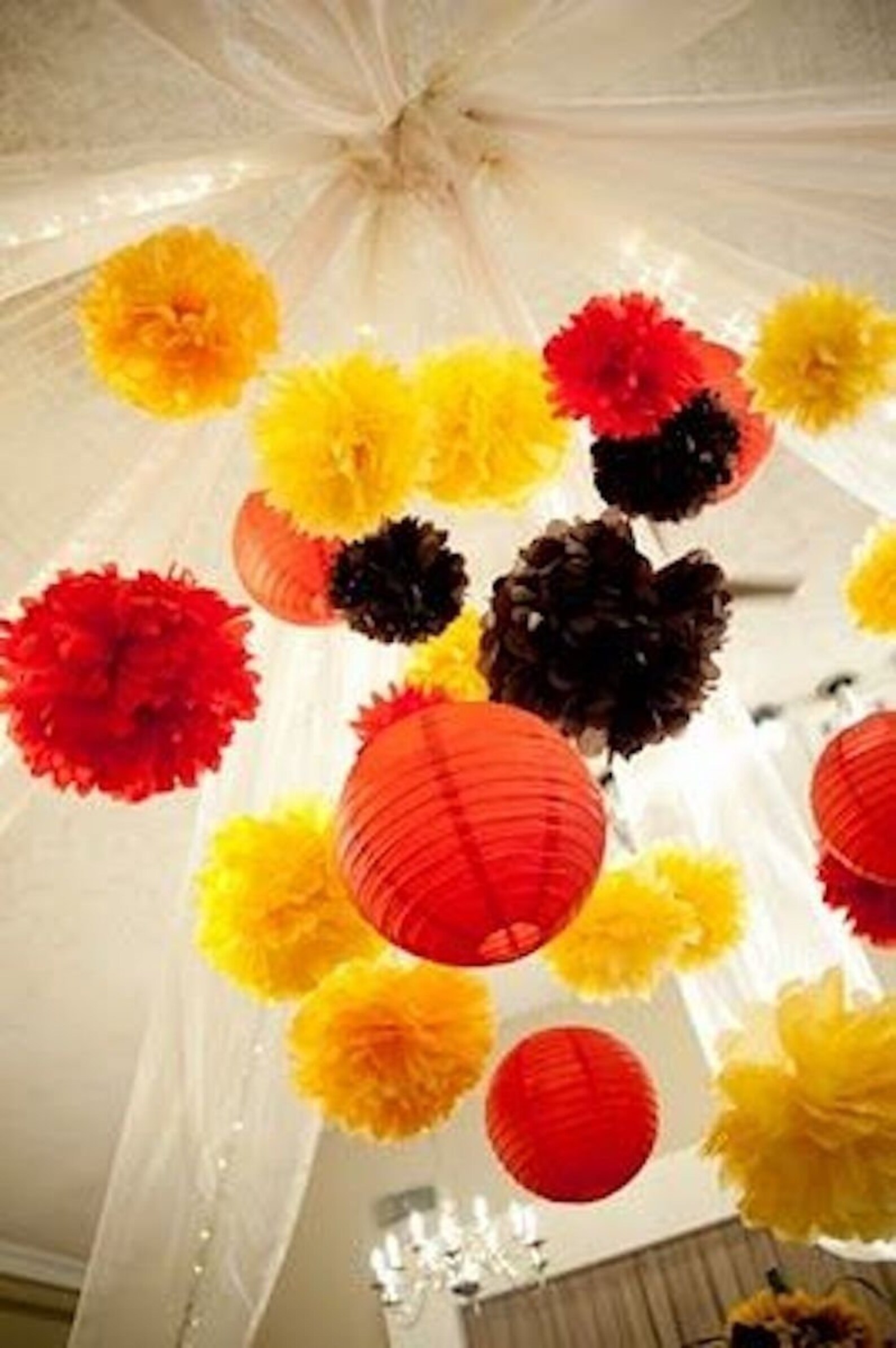 Party Supplies Yellow Black Red Birthday Decorations/ Tissue Etsy