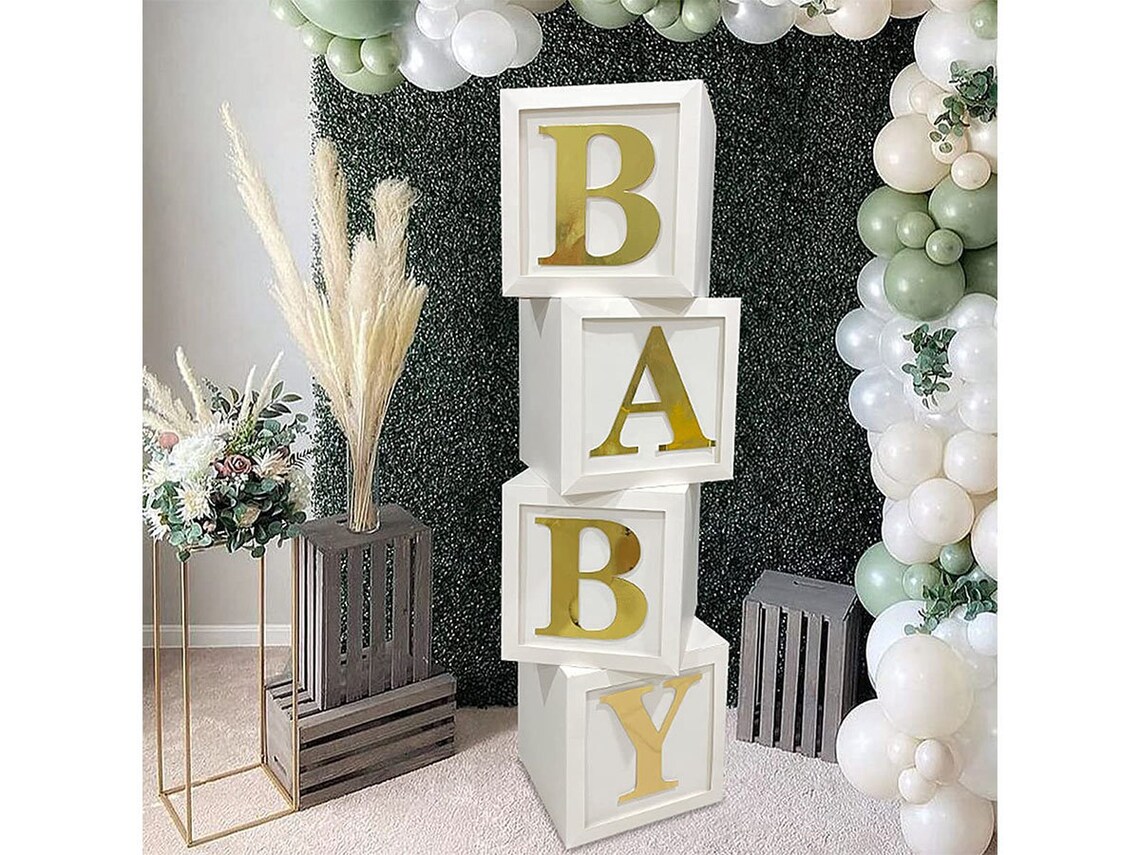 Baby Shower Boxes Party Decorations 4pcs Stereoscopic White Etsy