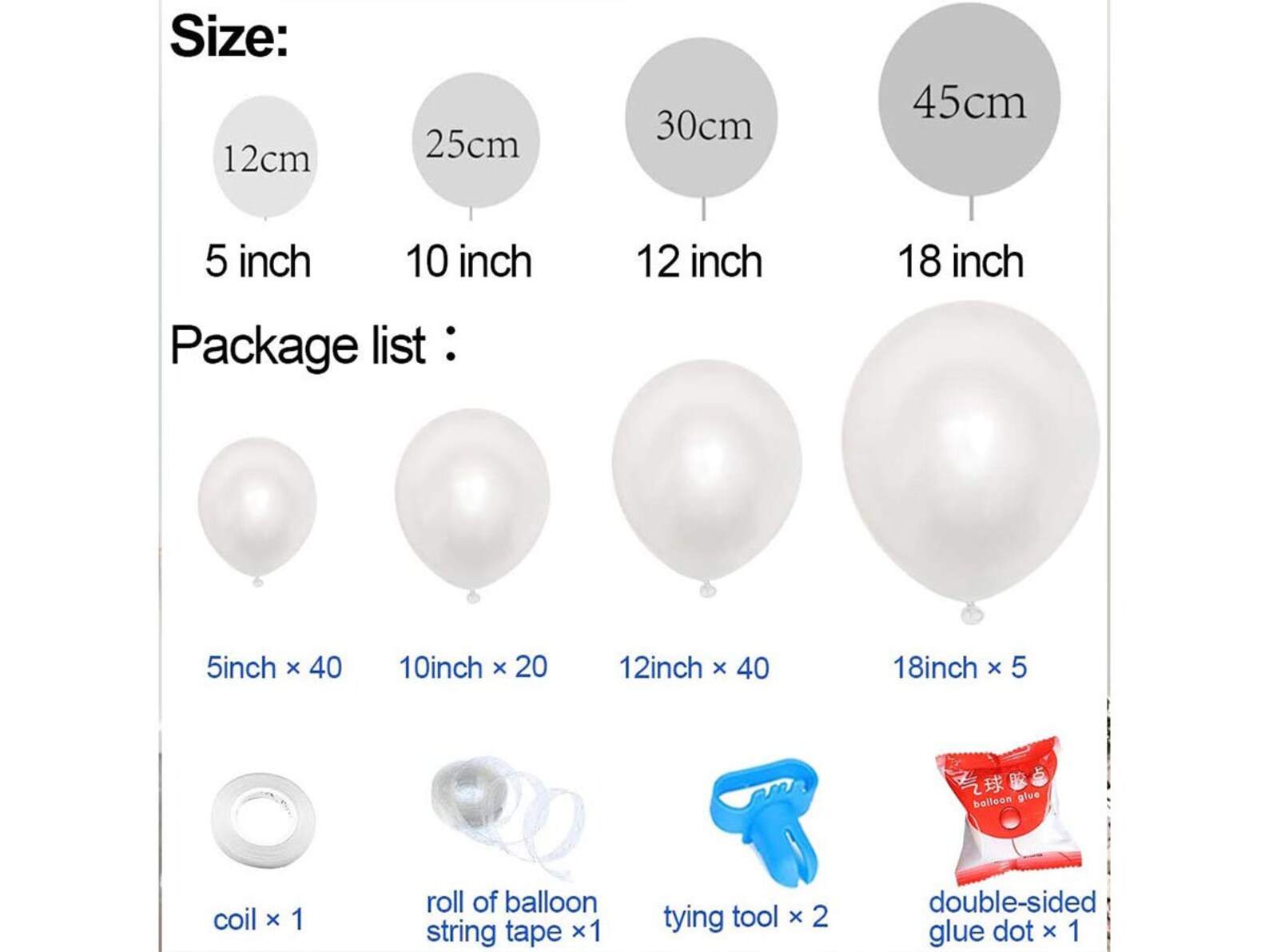 White Balloon Garland Arch Kit110pcs Mixed Sizes White - Etsy