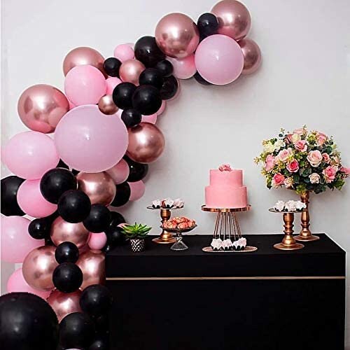 Black Pink Balloon Arch Garland Kit 100 Rose Gold Metallic - Etsy