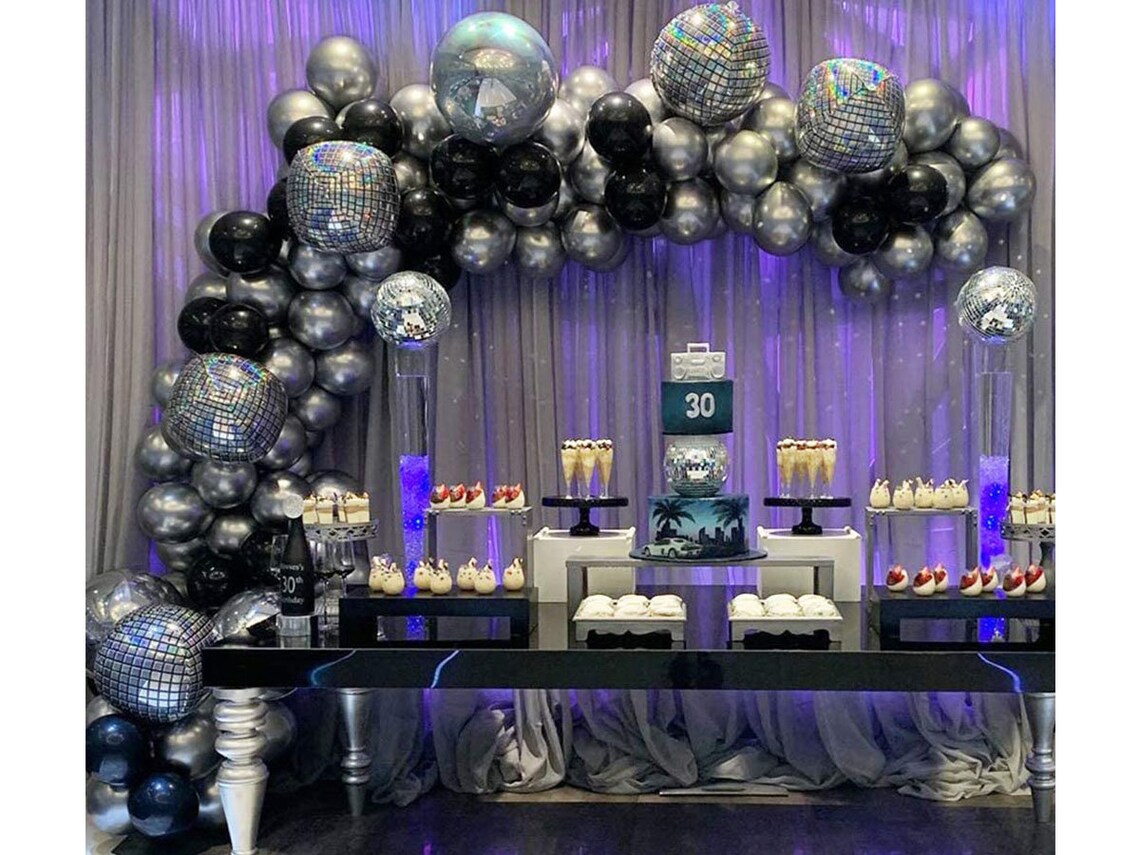 Black and Silver Balloon Garland Arch Kit 139pcs 4D Disco Etsy