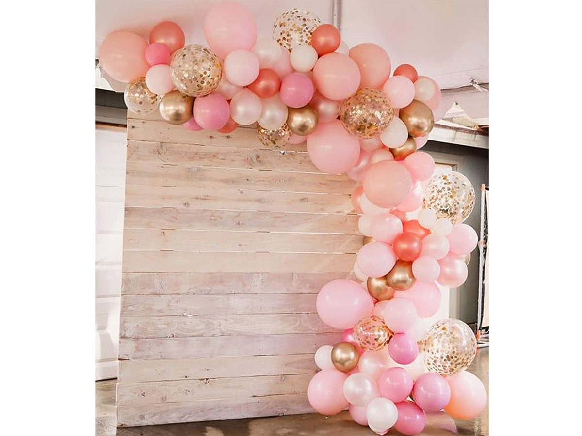 Rose Gold Balloons 130 Pack 12 Inch Gold and Pink Balloons and Pink C…