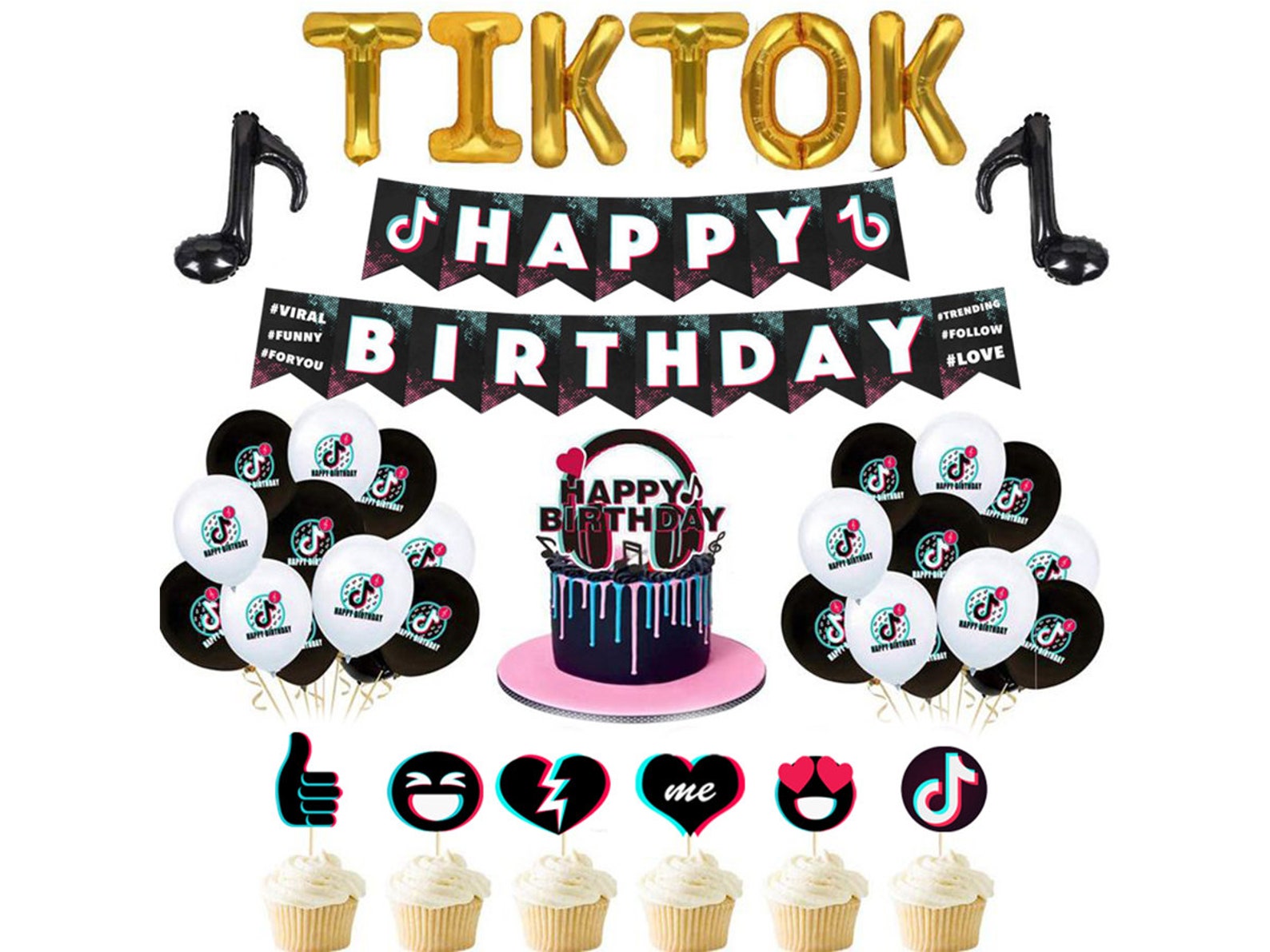 TikTok Happy Birthday Party Supplies TIKTOK Anniversaire Etsy