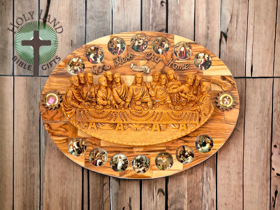 Olive Wood Last Supper Plaque, Christian Home Decor, Holy Land Art - Etsy