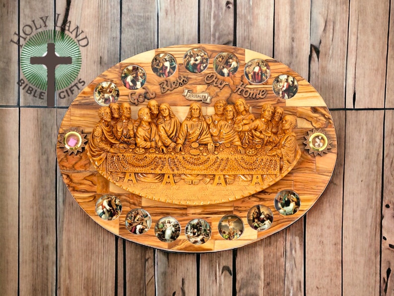 Olive Wood Last Supper Plaque, Christian Home Decor, Holy Land Art - Etsy