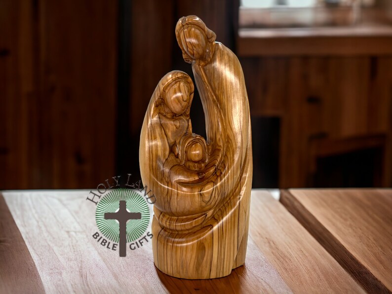 Virgin Mary Figurine Wooden Holy Family Sculpture Wooden Home Decor