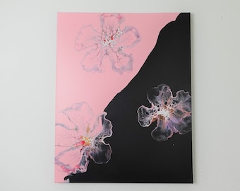 Acrylic Pour Flower Painting: Abstract Fluid Art on Canvas (16"x20")