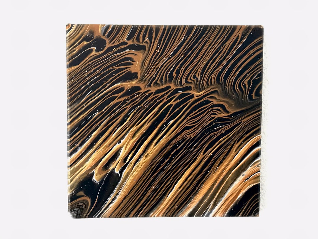Original Tree Ring Pour Art Painting | Gold, Bronze, Black, and White ...