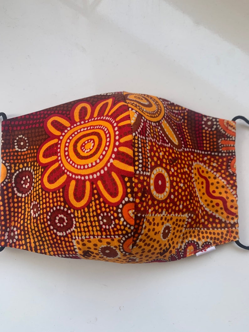 Face Mask Aboriginal Art Pattern 100 Cotton Australian Etsy