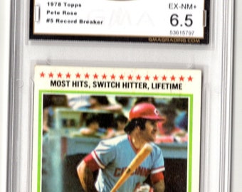 1978 Pete Rose Topps Record Breaker Baseball Card #5 EX-NM+ 6.5