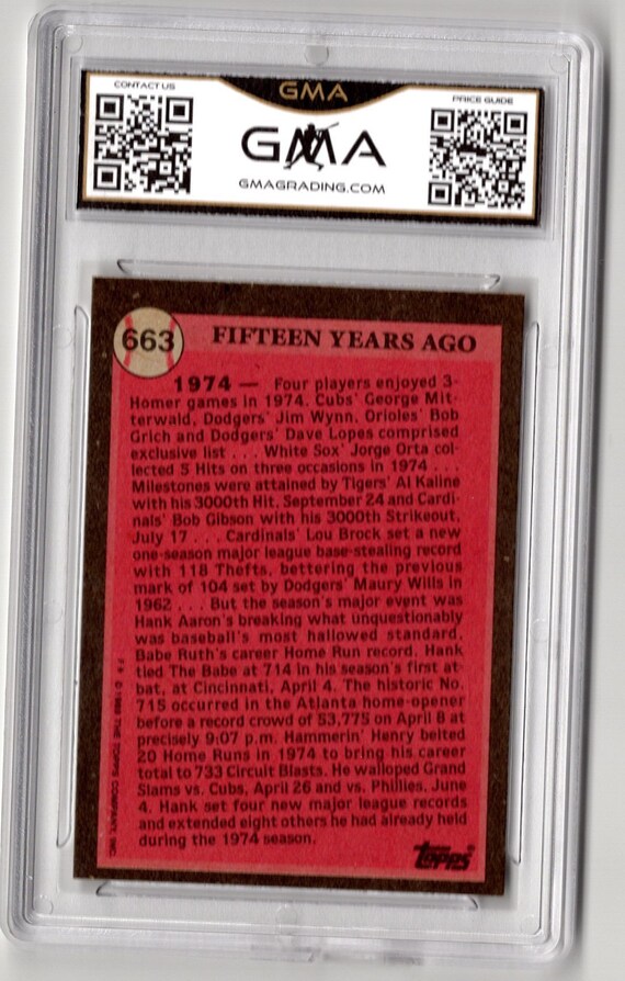 1989 Hank Aaron Topps Turn Back the Clock #663 NM-MT 8 - Etsy