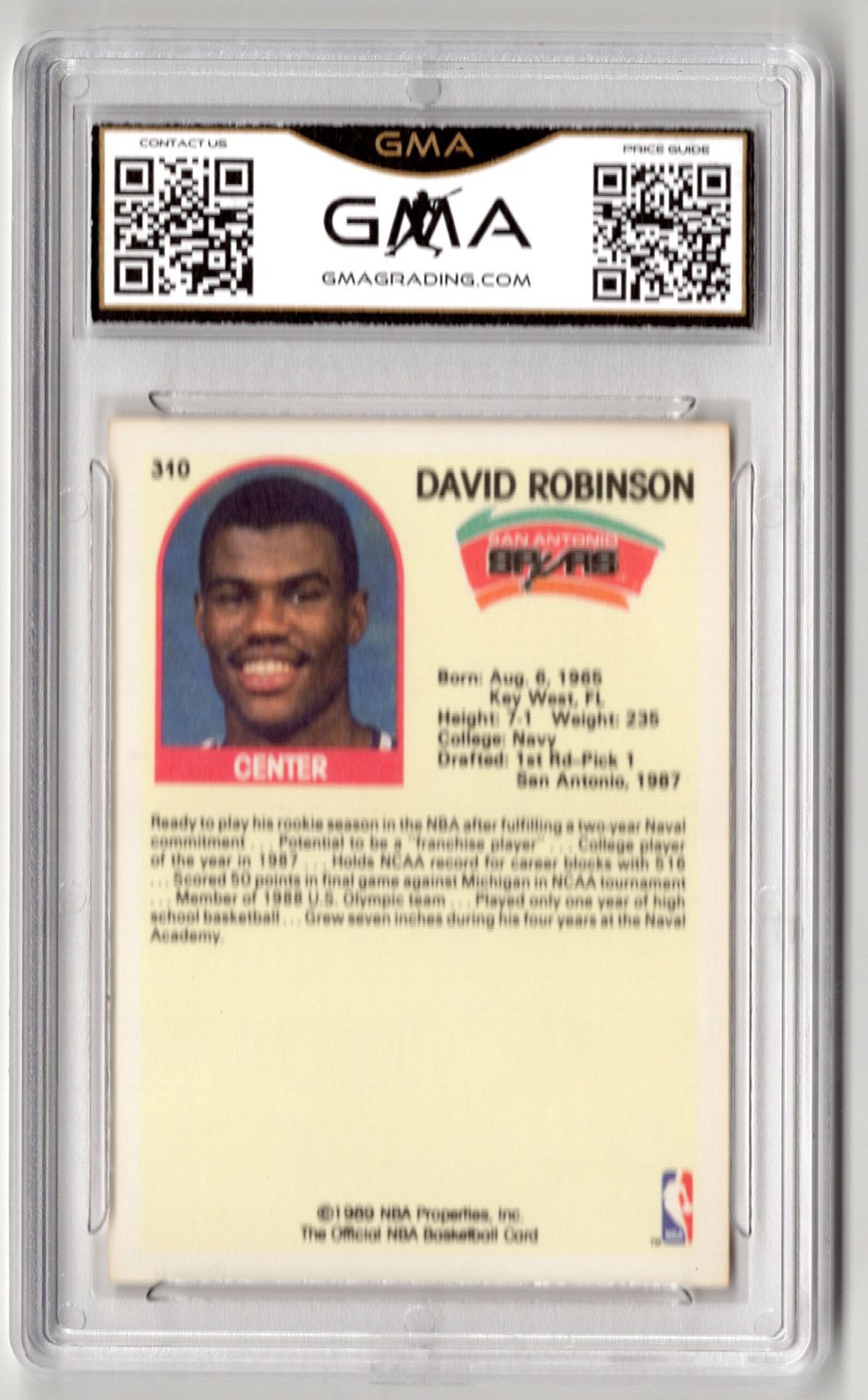 1989 NBA Hoops David Robinson Rookie Card #310 Gem Mint 10 - Etsy