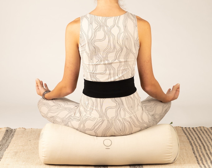 Sandy White Yoga Bolster, 100% Cotton, Meditation Cushion