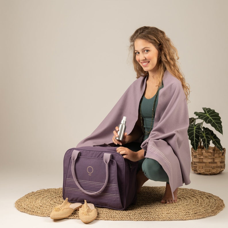 Bolsa De Yoga, Bolso De Asa Superior, Regalo De Yoga, Bolsa De Deportes, Bolsa De Gimnasio, Bolsa De Lona, Bolsa De Viaje Mujeres, Accesorios De Yoga, Bolso De Fin de Semana, Regalo Para Amantes del Yoga imagen 3