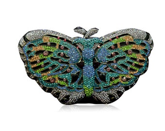 Elegante Abend-Clutch-Handtasche für Damen in Schmetterlingsform mit eingelegtem Diamant
