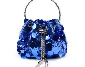 Women's Sequin Evening Bag Shiny Party Clutch Purse Bling Sequins Bucket Handbags Wedding Cocktail Purses