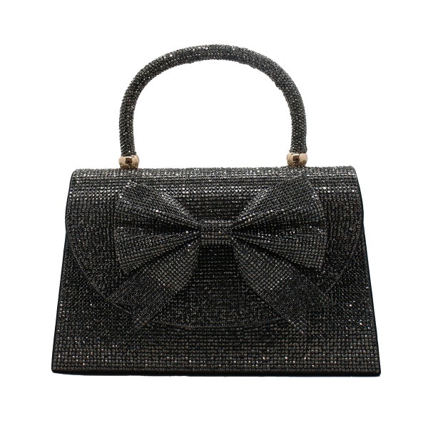 Pochette de soirée élégante en strass pour femme, sacs à main en cristal scintillant, sac à main à bandoulière pour fête de mariage avec nœud papillon