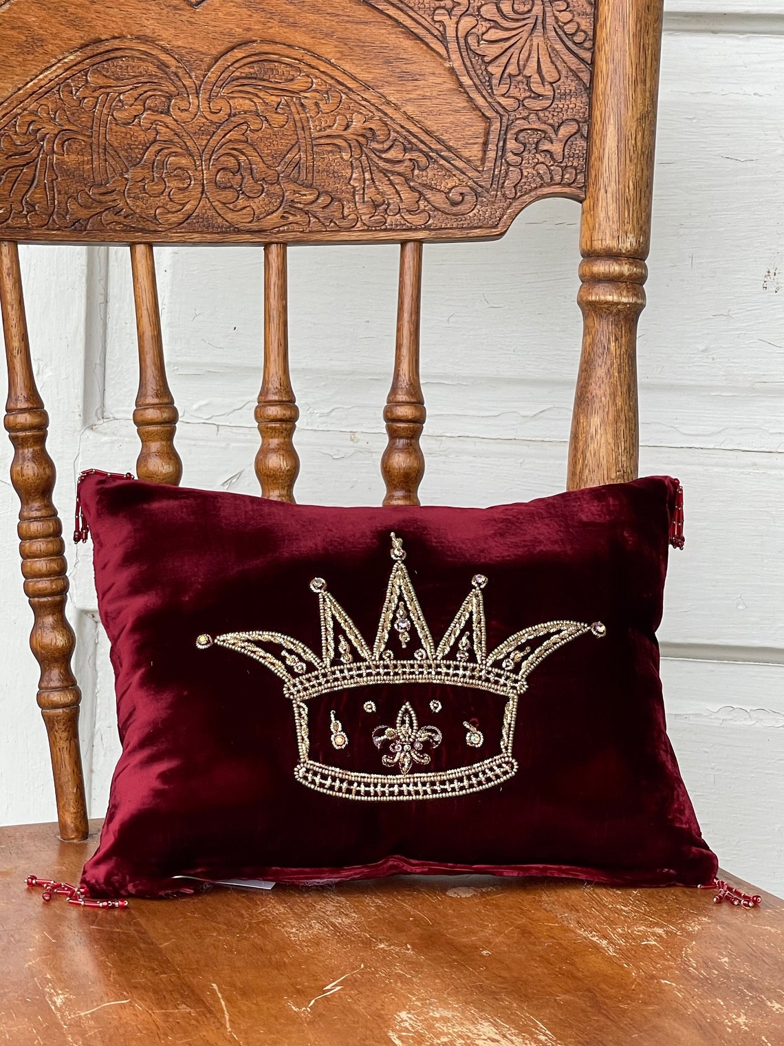 Velvet Crown Throw Pillow Etsy