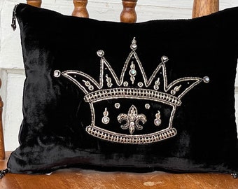 Velvet Crown Throw Pillow