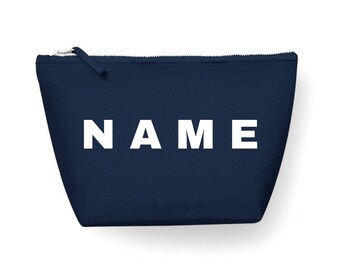 Navy Personalised Hand Embroidered Wash Bag /Make-up Bag.
