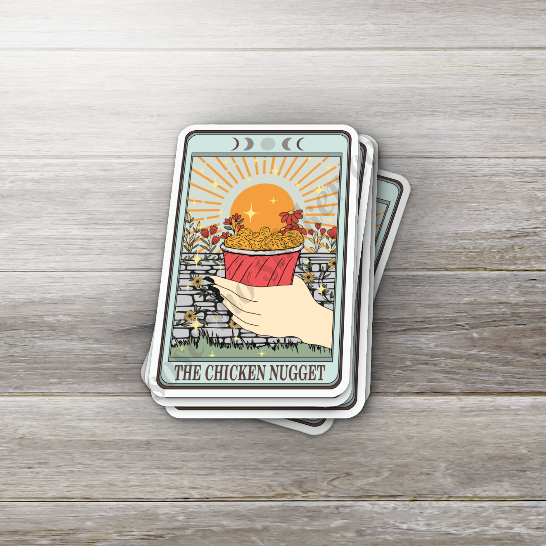 Chicken Nugget Tarot Card Sticker or Magnet - Funny Astrology Gift