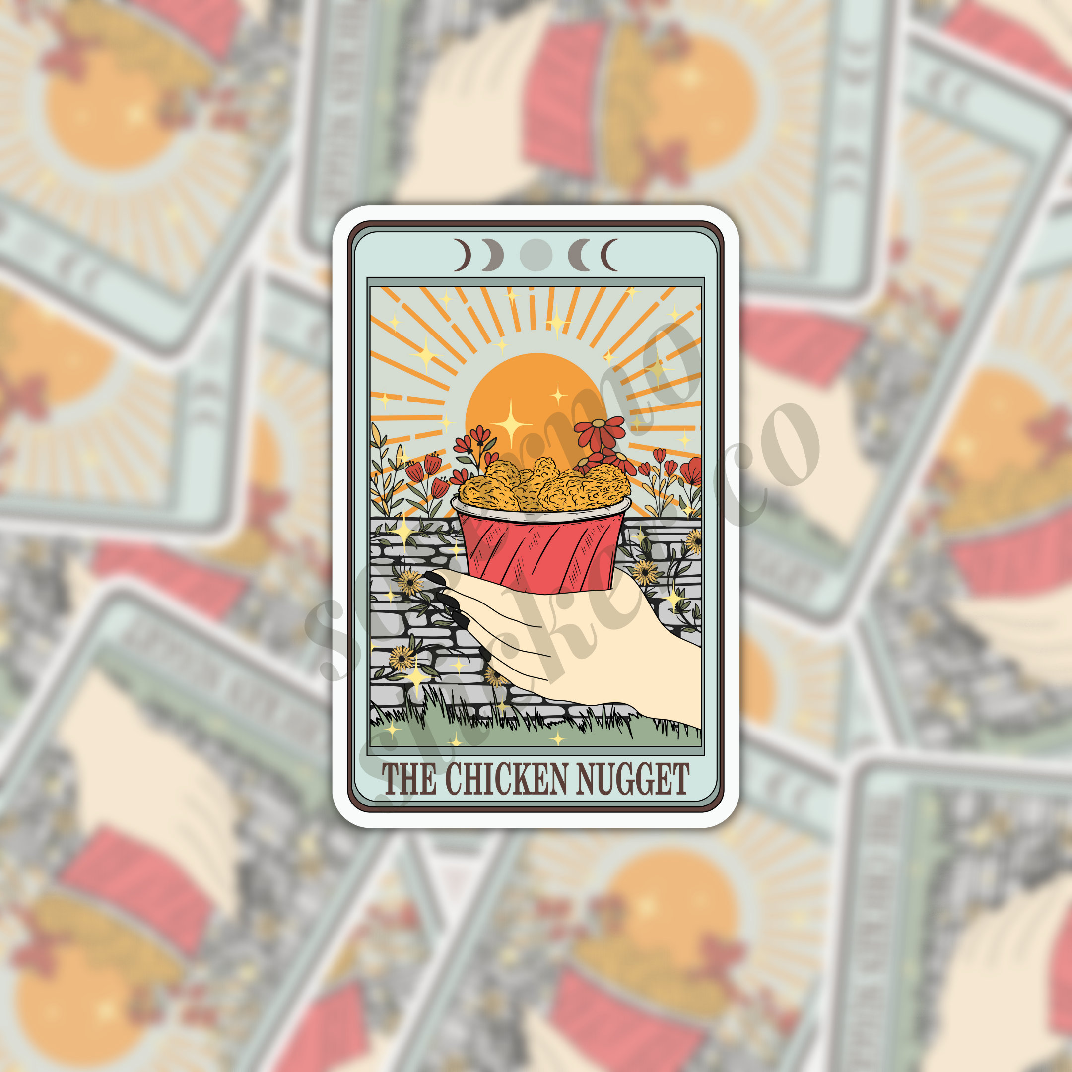 Chicken Nugget Tarot Card Sticker or Magnet - Funny Astrology Gift