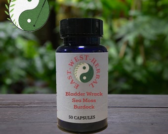 Bladderwrack Sea Moss Burdock Capsules ,Bladderwrack Irish Moss Burdock Root Capsules East West Herbal