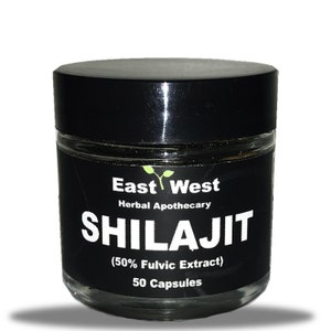 Shilajit Capsules 50% Acide Fulvique Wild Himalayan Shilajit 200 MG Capsules Trace Mineral Pills East West Herbal