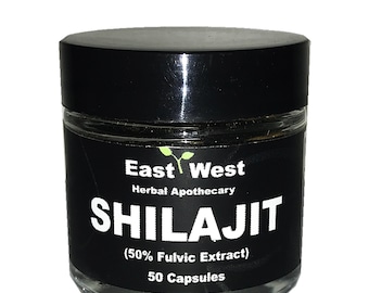 Cápsulas Shilajit 50% Ácido fúlvico Wild Himalayan Shilajit 200 MG Cápsulas Píldoras de minerales traza East West Herbal