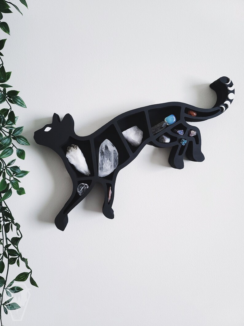 Black Cat & Moon Display Shelf Cat Crystal Shelf Cat Shelf Etsy